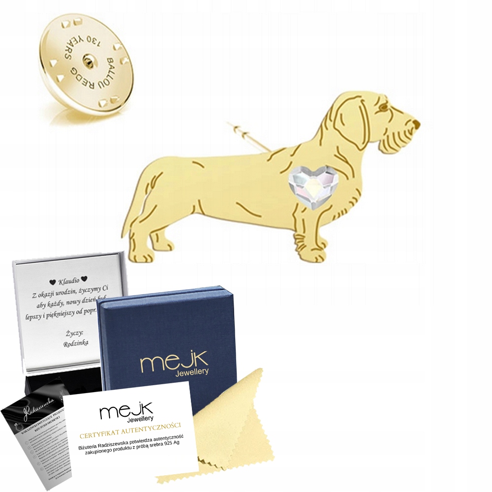 Odznak Zlatý jezevčík Hrubosrstý 925 Žena Šperky Dedikace Bonus