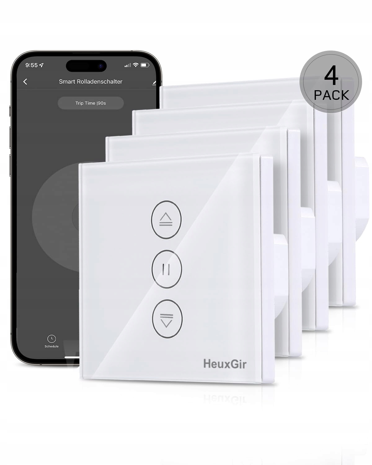 Vypínač roliet a žalúzií WiFi 80x80 mm 4 ks s časovačom Alexa Google Home