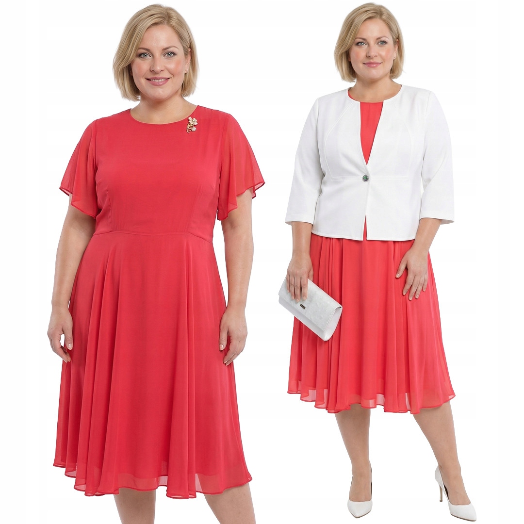 Oranžová šaty s broží plus size velikost 60/62