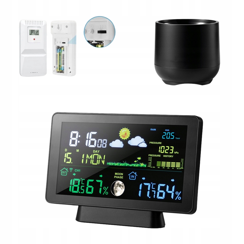 Bezdrátová meteorologická stanice 7,5" Barometr Dešťoměr