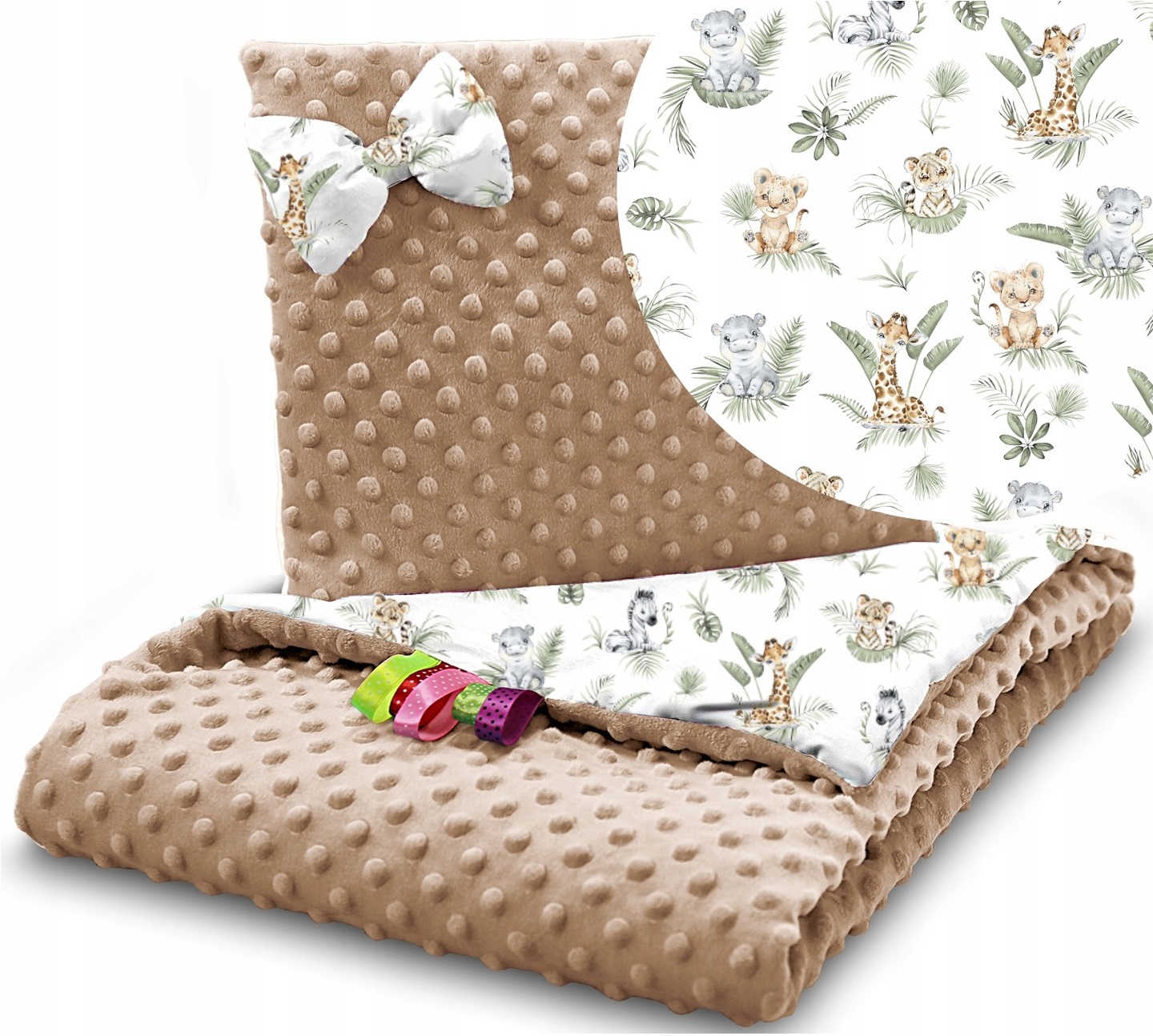 KOCYK MINKY 75x100 cm KOŁDERKA + PODUSZKA OTULACZ KOMPLET BABYMAM