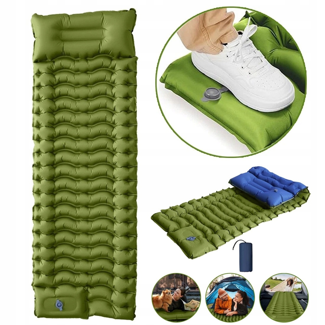 Samonafukovací Podložka 10 CM Camping Hiking 1 Osoba Zeleno-modrá