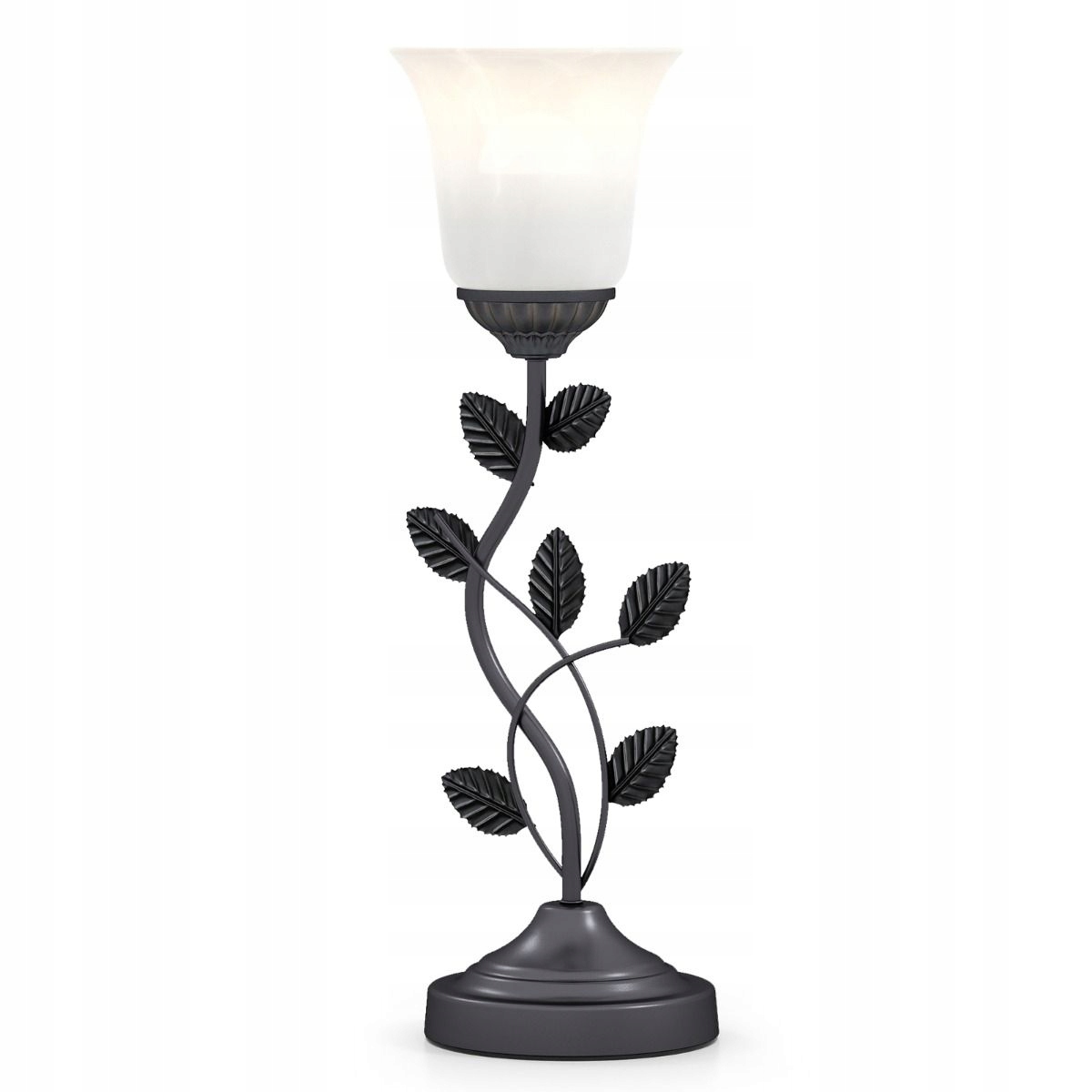 Noční lampa v retro stylu, skleněná lampička ve tvaru tulipánu, černé listy