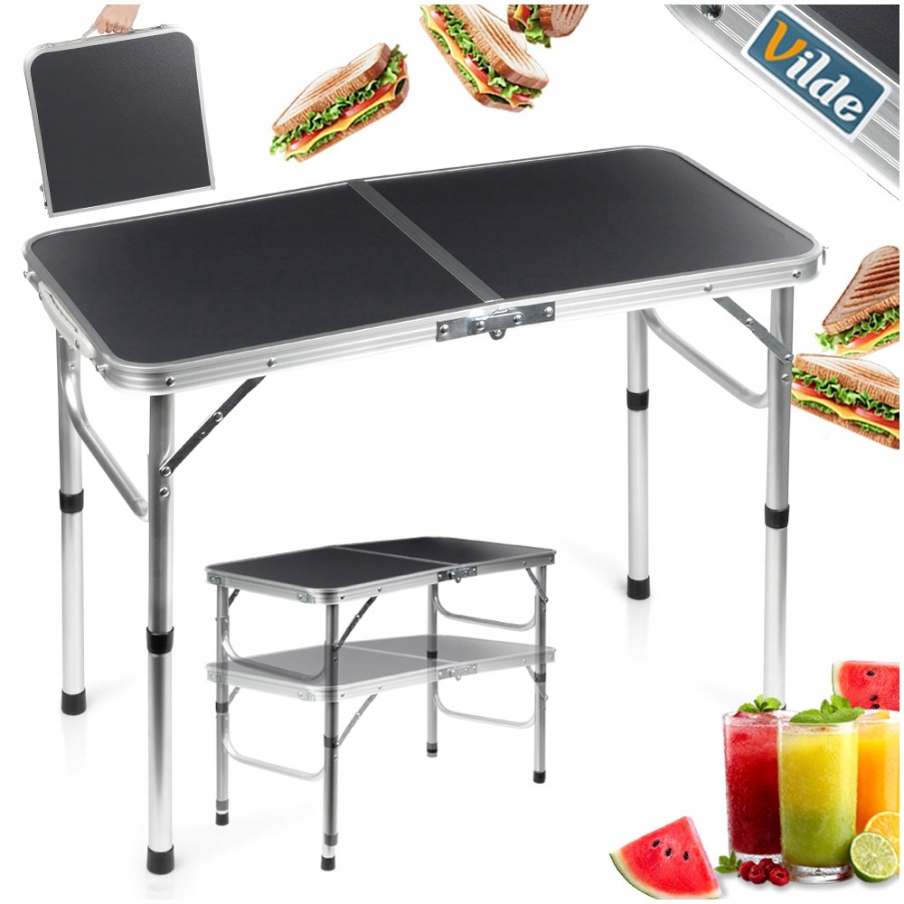 Turistický skládací zahradní kempingový stůl 2v1 80x40 cm