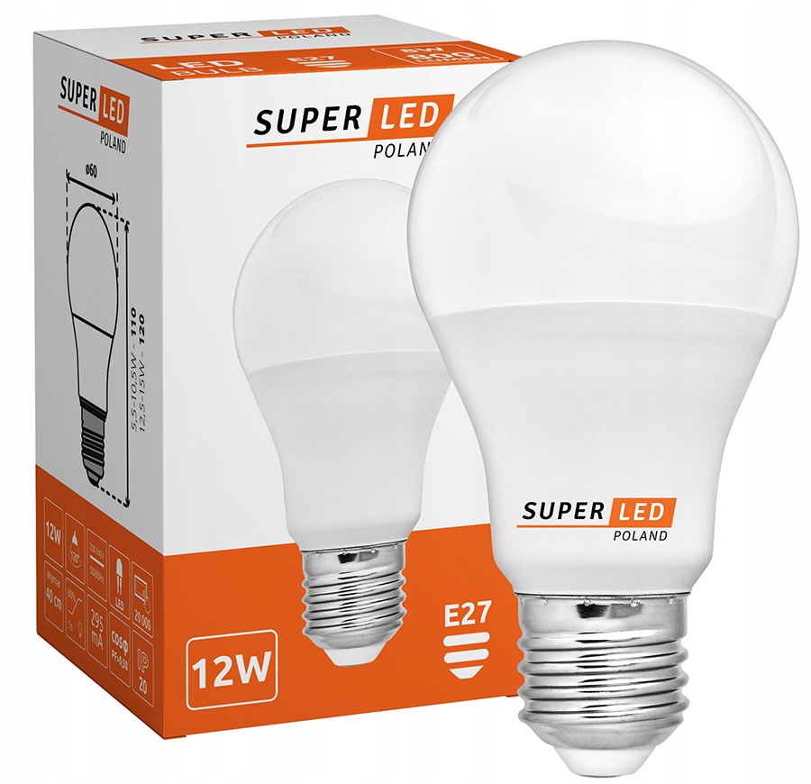 

Żarówka Led E27 12W =100W 1000lm CCD SuperLED