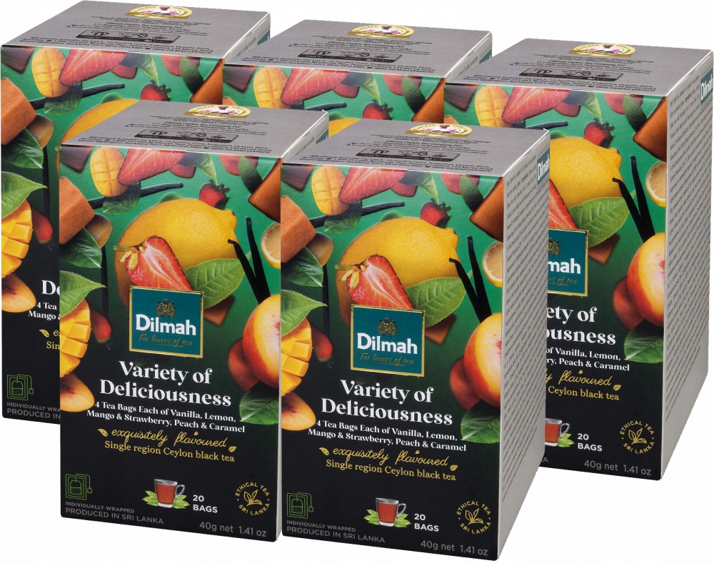 Zestaw herbat w kopertach Dilmah Variety of Fun Teas 5 smaków 20szt x5