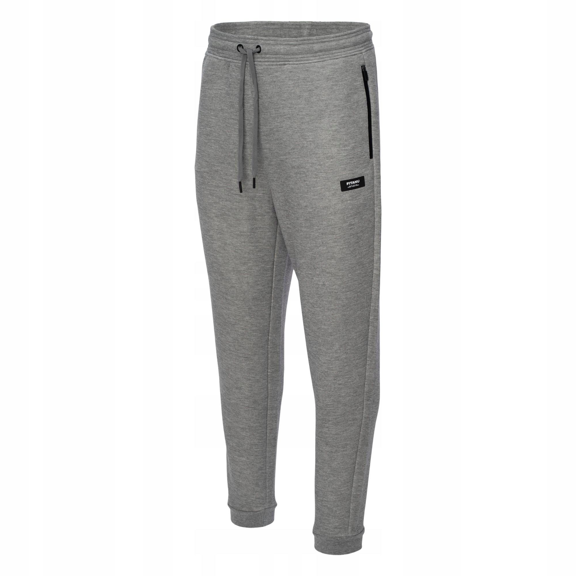 Pánské kalhoty Fitanu Tanis šedé melange, pohodlné a odolné tepláky 320 g, velikost L