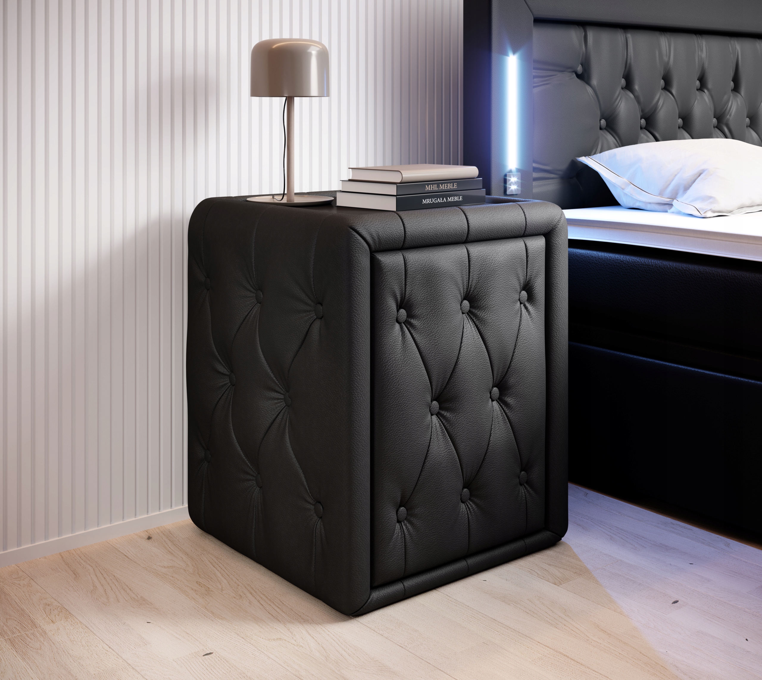 STOLIK NOCNY TAPICEROWANY - CHESTERFIELD, Szuflady Wysokość mebla 64 cm