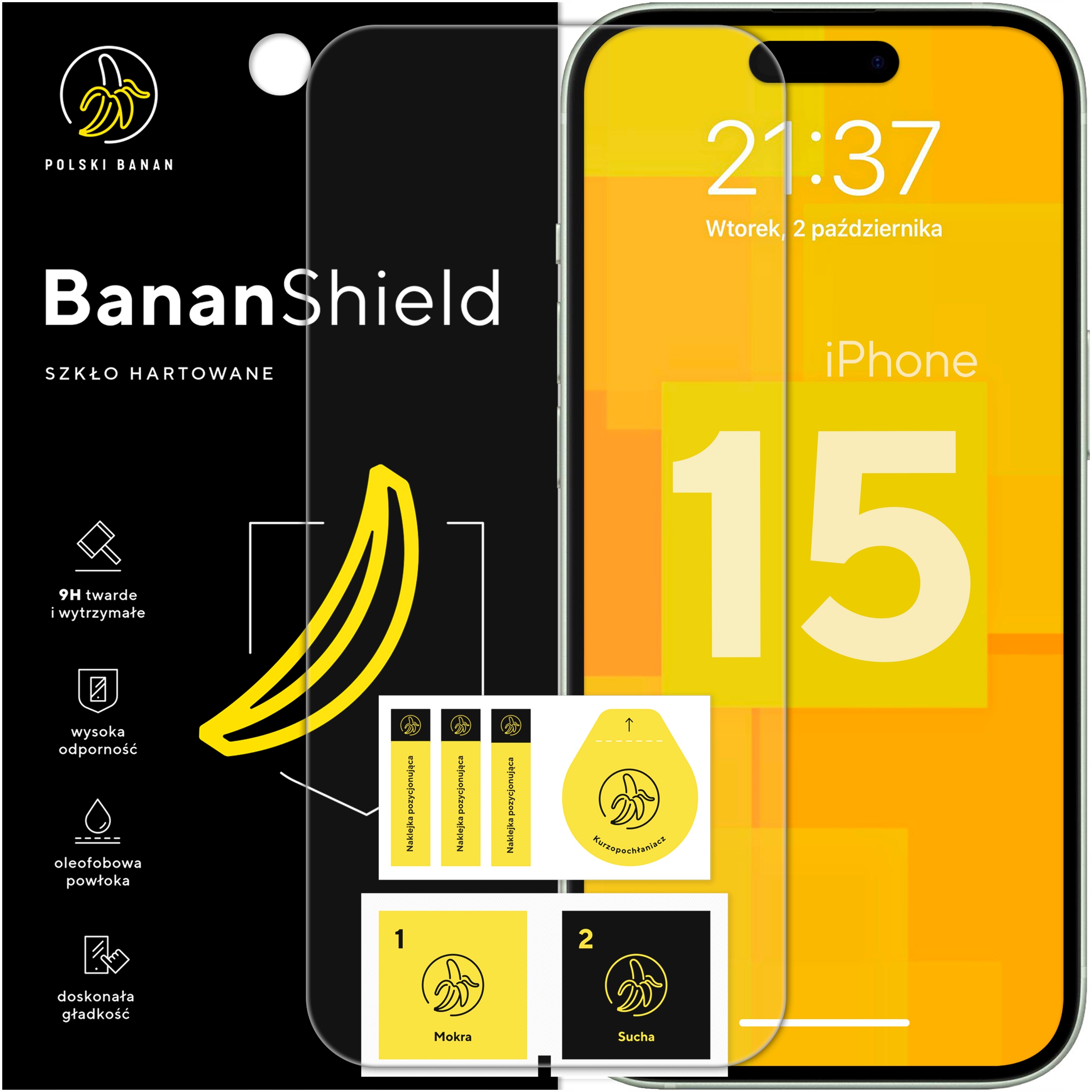 Szkło hartowane Polski Banan do Apple iPhone 15 1 szt.