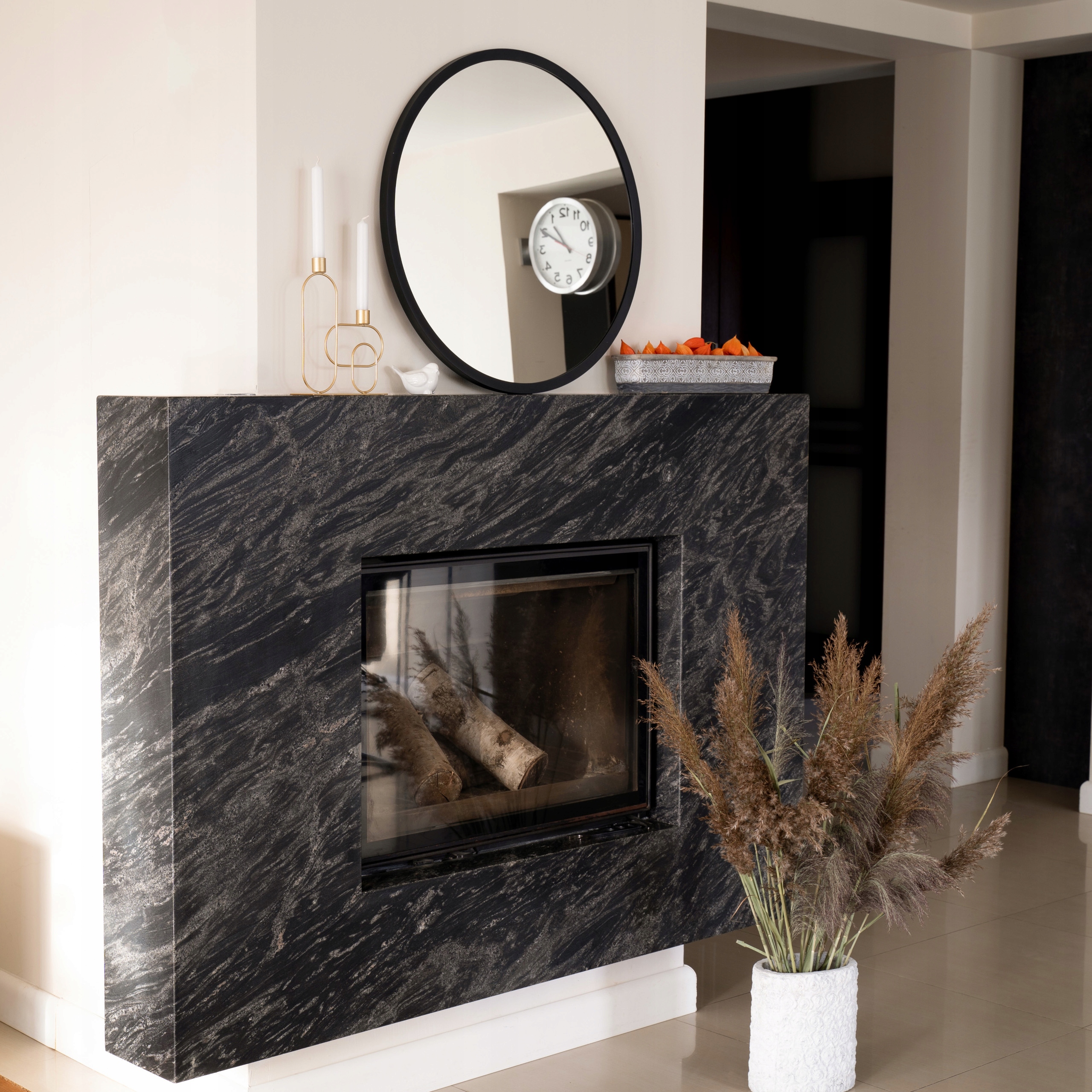 LUSTRO CZARNE W RAMIE LOFT śr 60 70 80 90 100 CM Kolor mebla czarny