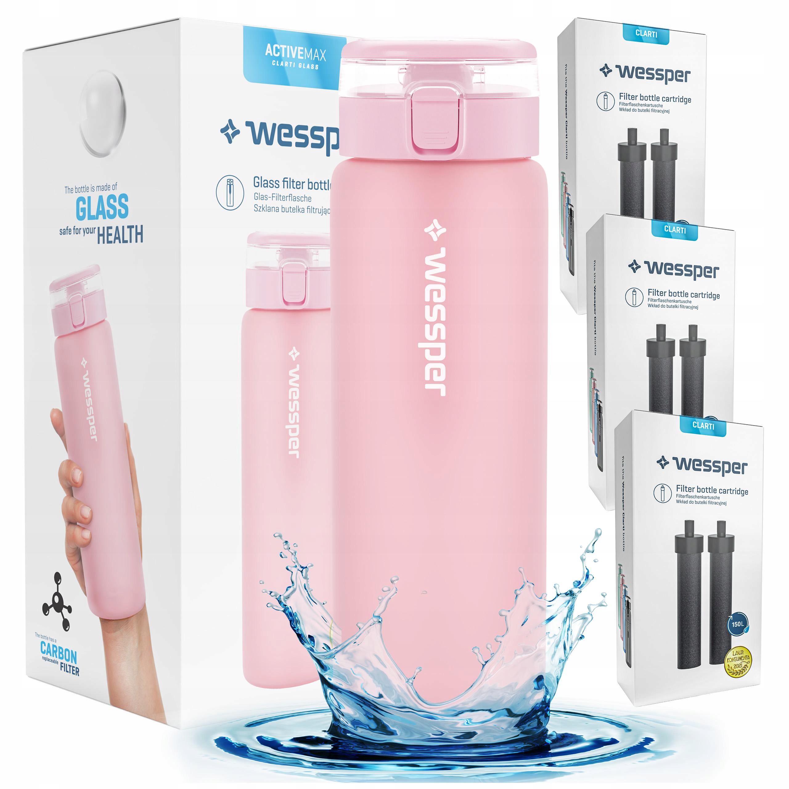 Skleněná Lahvička Wessper ActiveMax 0,68 l 7 x filtr vody