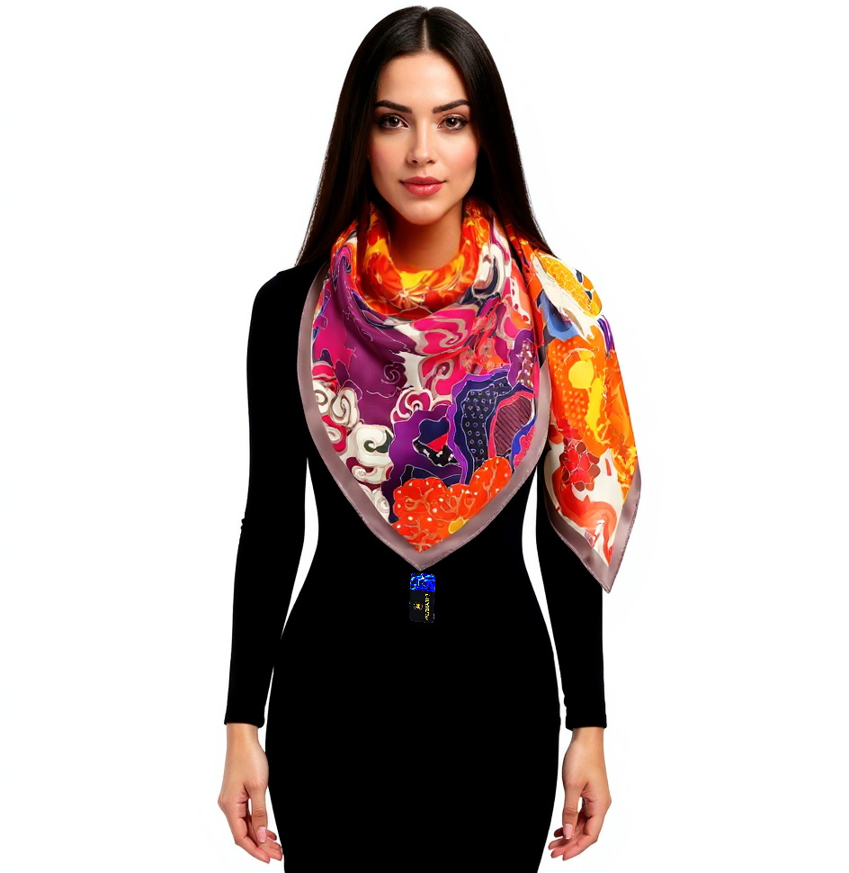 Hedvábný Šátek Hedvábí 100% Přírodní, Morušový, Prémiová Kvalita Hq