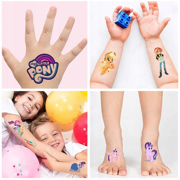 NAJLEPSZE TATUAŻE ZMYWALNE DLA DZIECI DZIECIĘCE MY LITTLE PONY WZORY JAKOŚĆ Kolor dominujący wielokolorowy