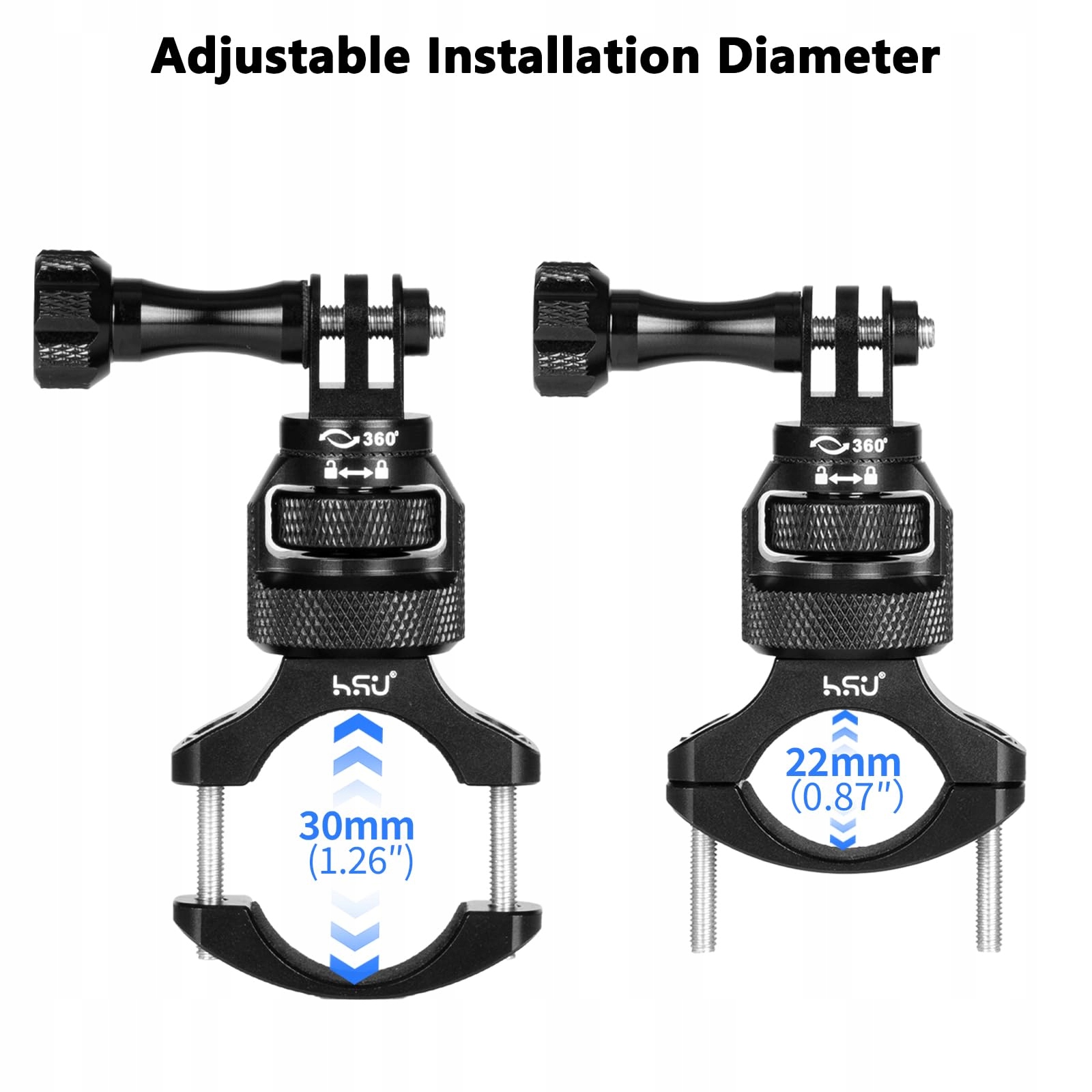 HSU Uchwyt Rowerowy Motocyklowy Kompatybilny z GoPro Insta360 Osmo Action — miniatura 3