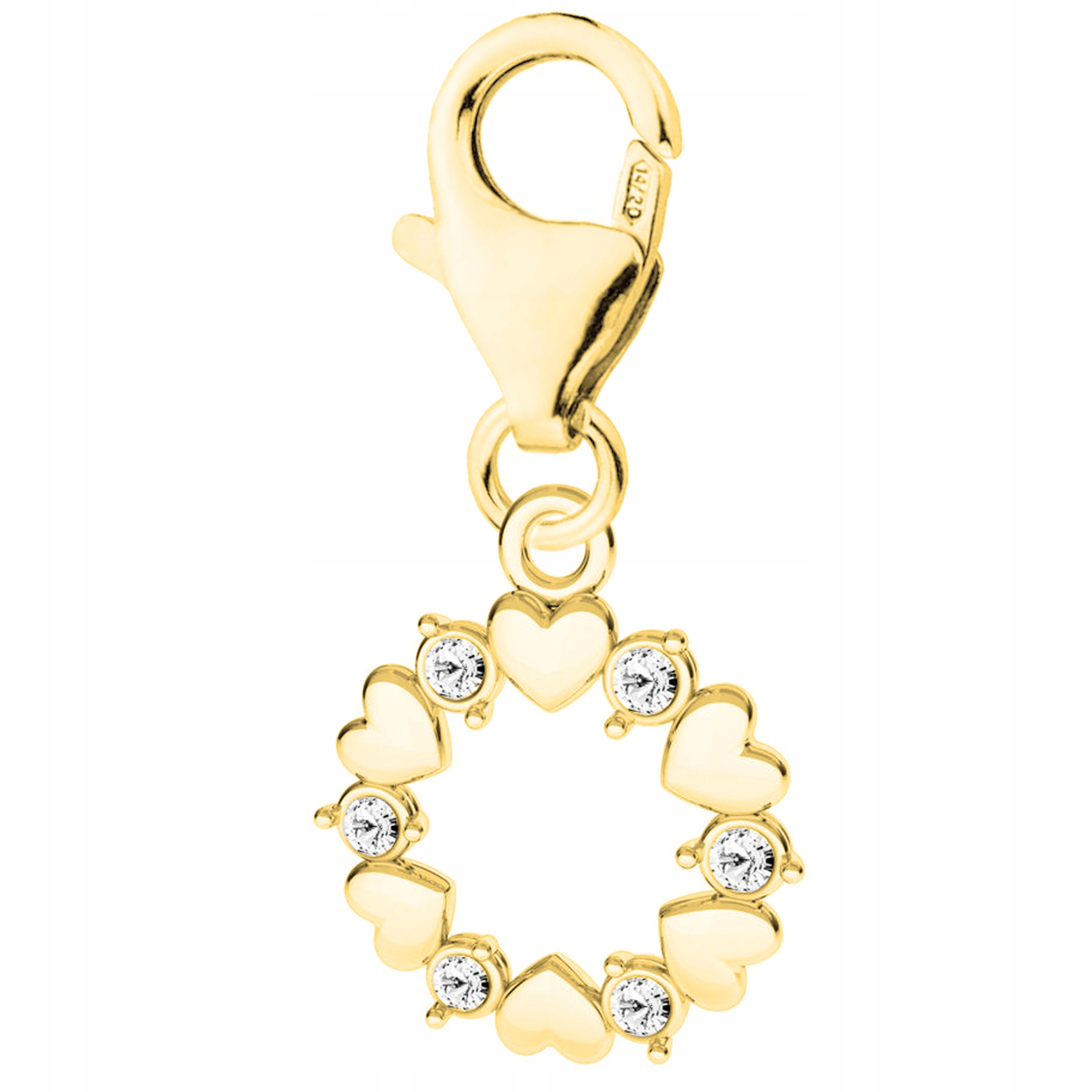 Zlatý přívěsek Kulatý věnec srdce Zirkony Stříbro 925