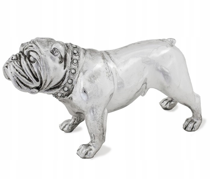 Figurka pies o117 rzeźba piesek buldog srebrny