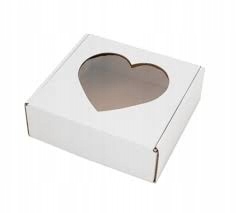 

Pudełko Upominek Białe z Okienkiem Serce 14x12x2cm