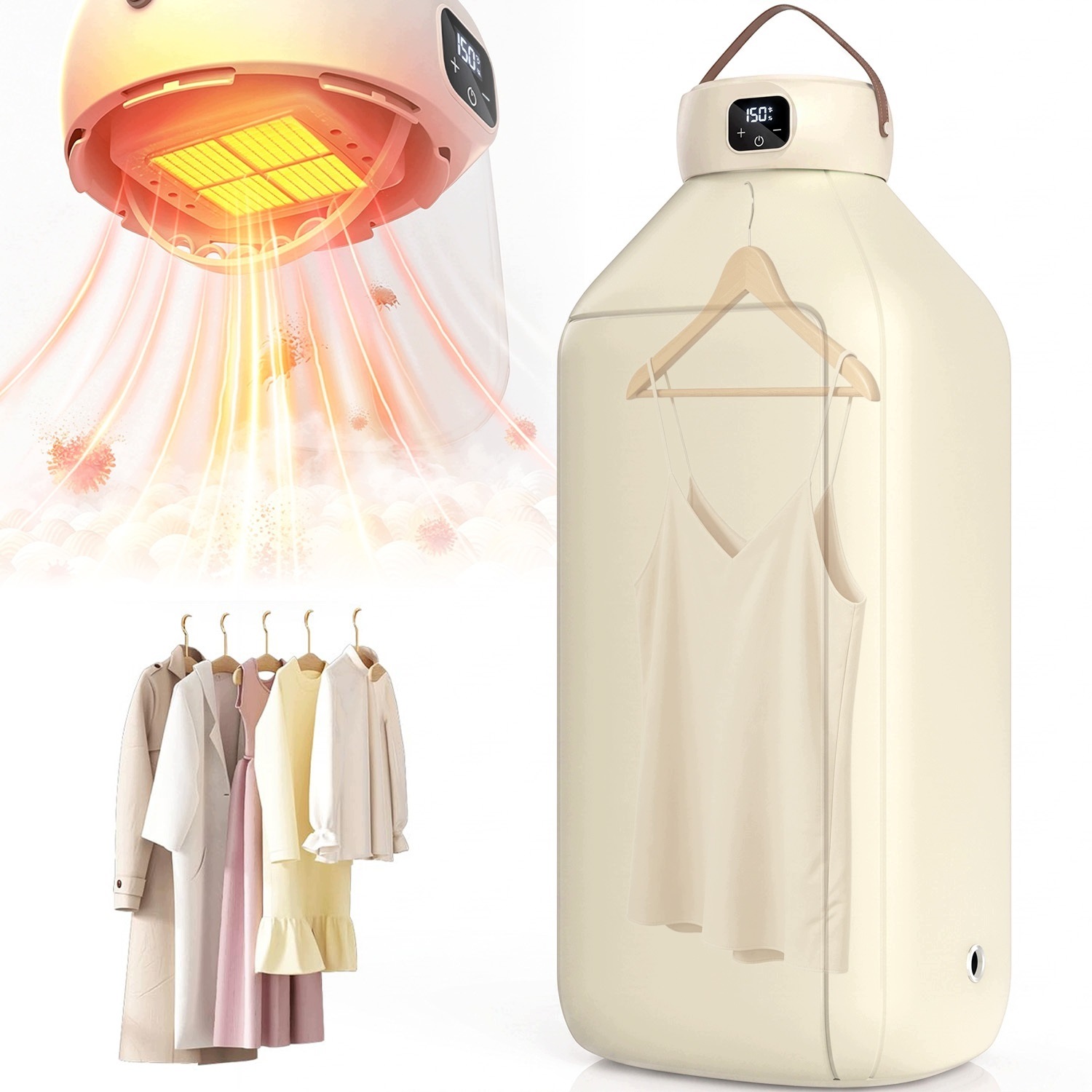 Elektrická Sušák na prádlo do skříně 500 W, přenosná, turistická