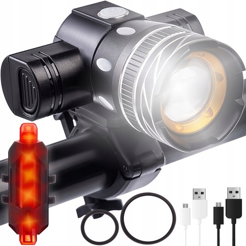 

Lampka na Rower Rowerowa Led T6 Usb Przód Tył Aku