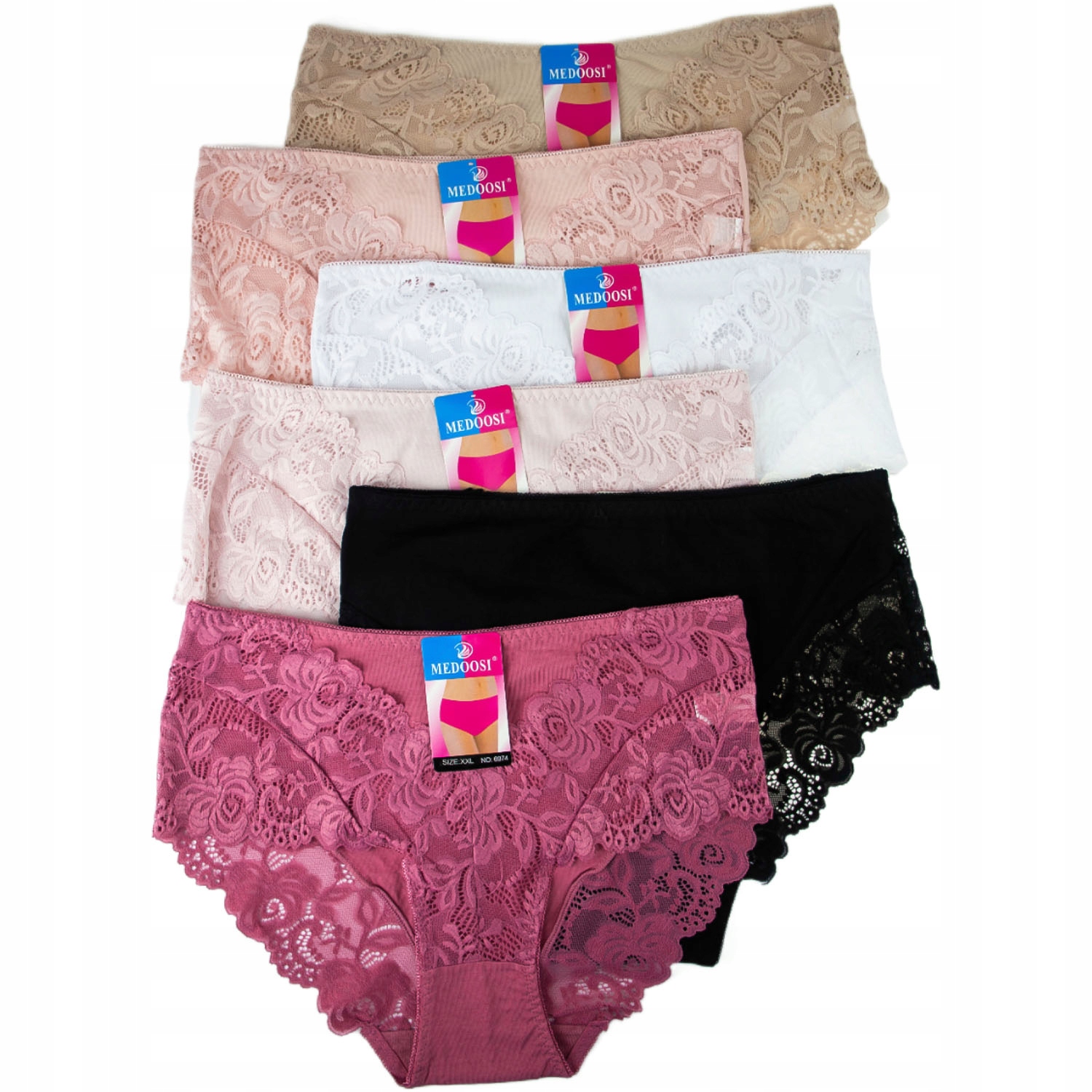 

majtki Bawełniane Figi damskie plus size 6 sztuk