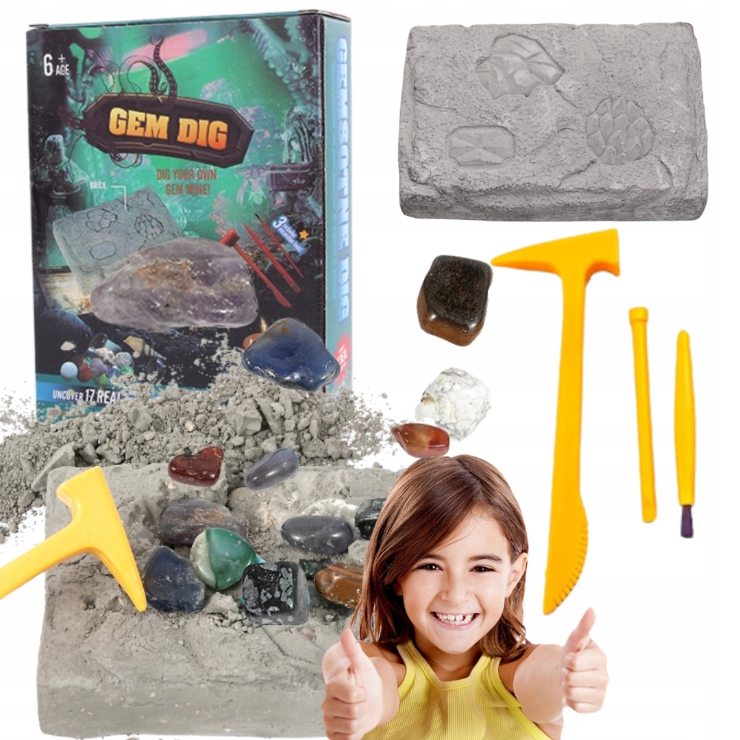 BERNIUKO DIENOS DOVANA KASINĖJIMUI DEIMANTŲ KASYKLA 17 AKMENŲ ARCHEOLOGAS Minimalus vaiko amžius 3 metai