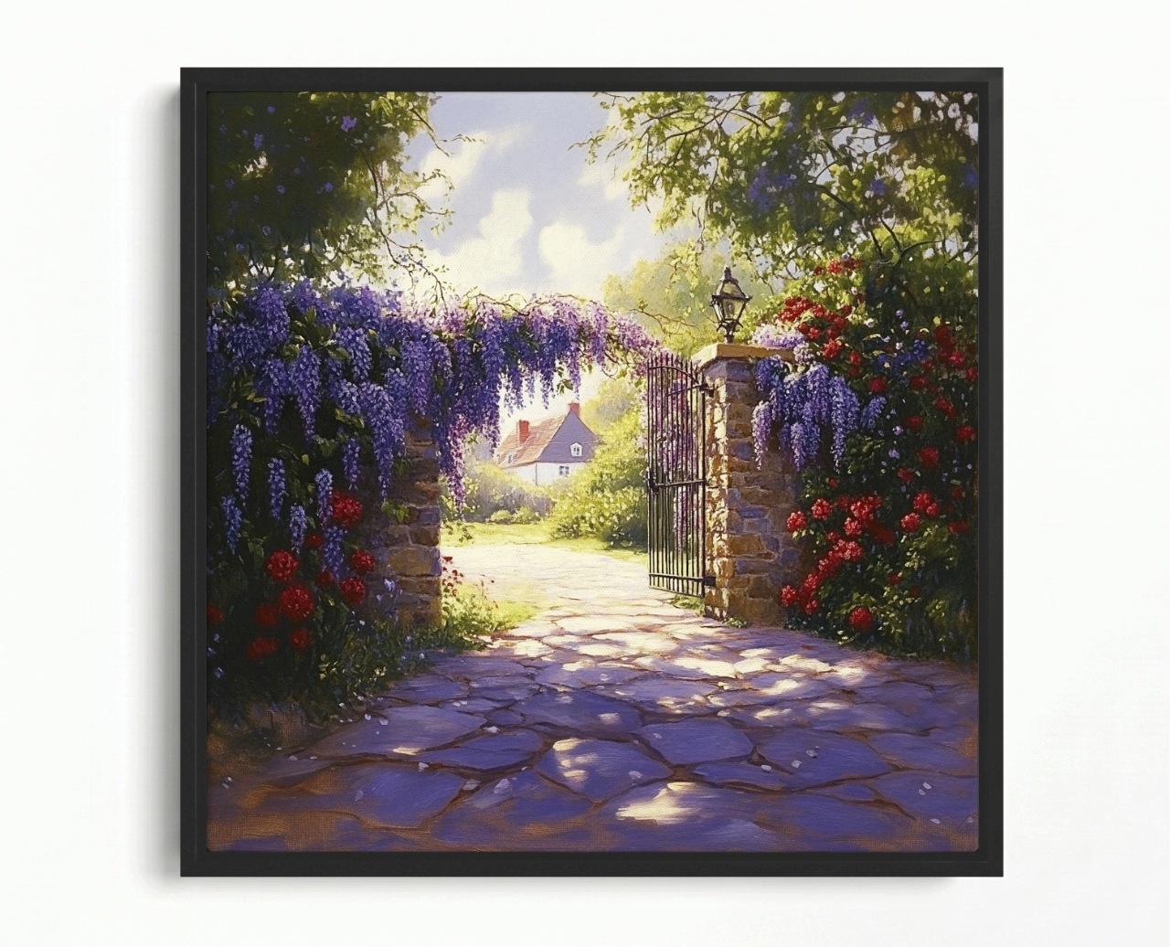 Obraz Rám American Box Kvitnúca Obec Glycínia Wisteria Ruže Brána 60x60