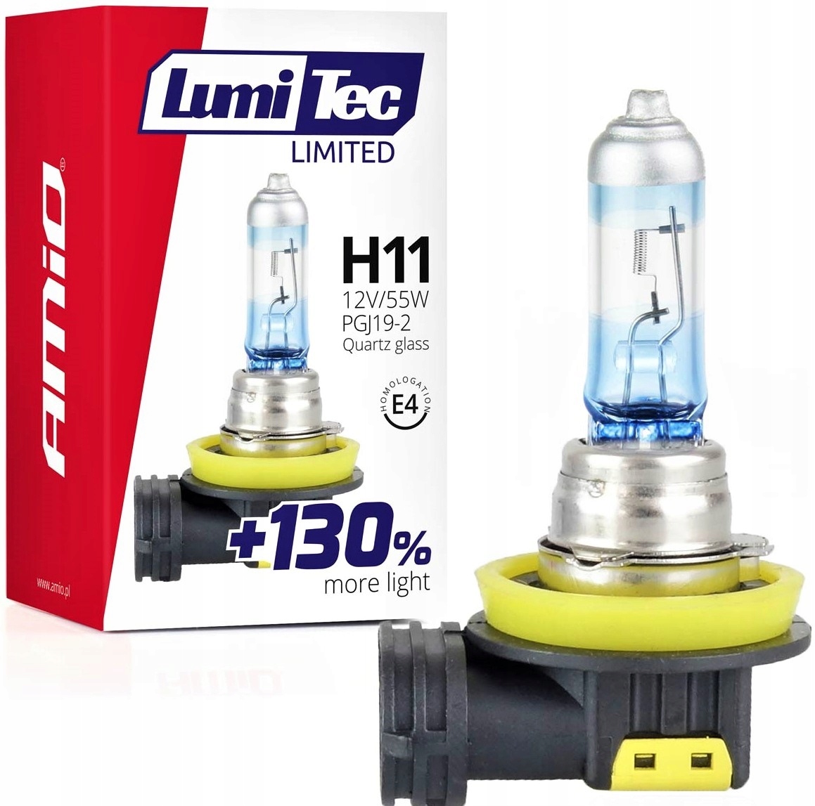 

Żarówka H11 12V 55W Xenon Look +130% Amio Lumitec