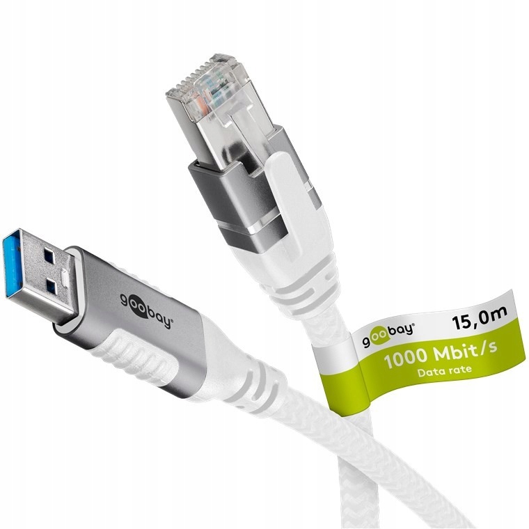 Kabel adapter Ethernet kat.6 FTP USB 3.0 (typ A) do RJ45 (8P8C), 15 m