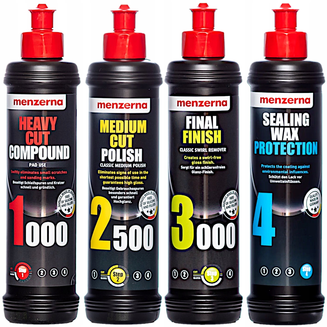 Zestaw 4 Etapy Pasta Polerska Menzerna 1000 2500 3000 Wosk Do Lakieru