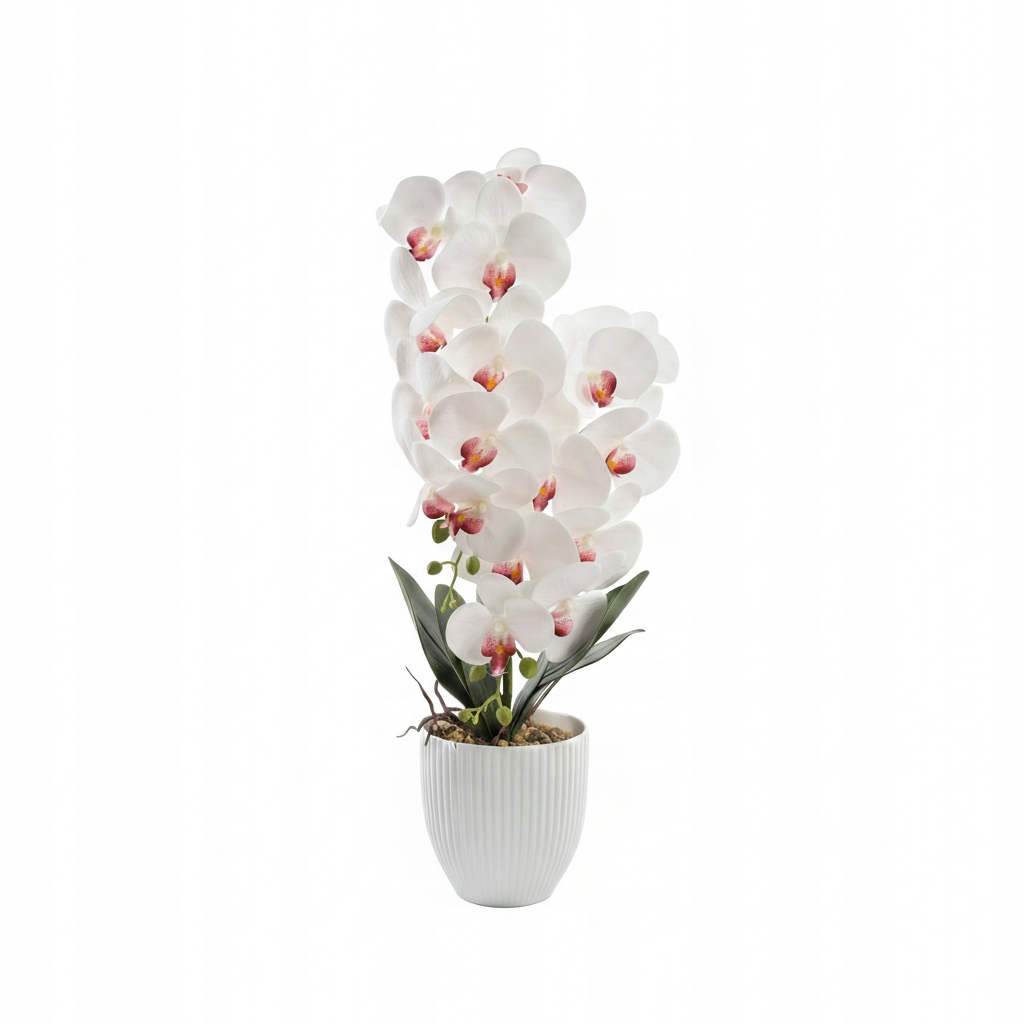 Storczyk w Doniczce Biały 58 cm Orchidea Kwiat Sztuczny Doniczkowy Ozdobny