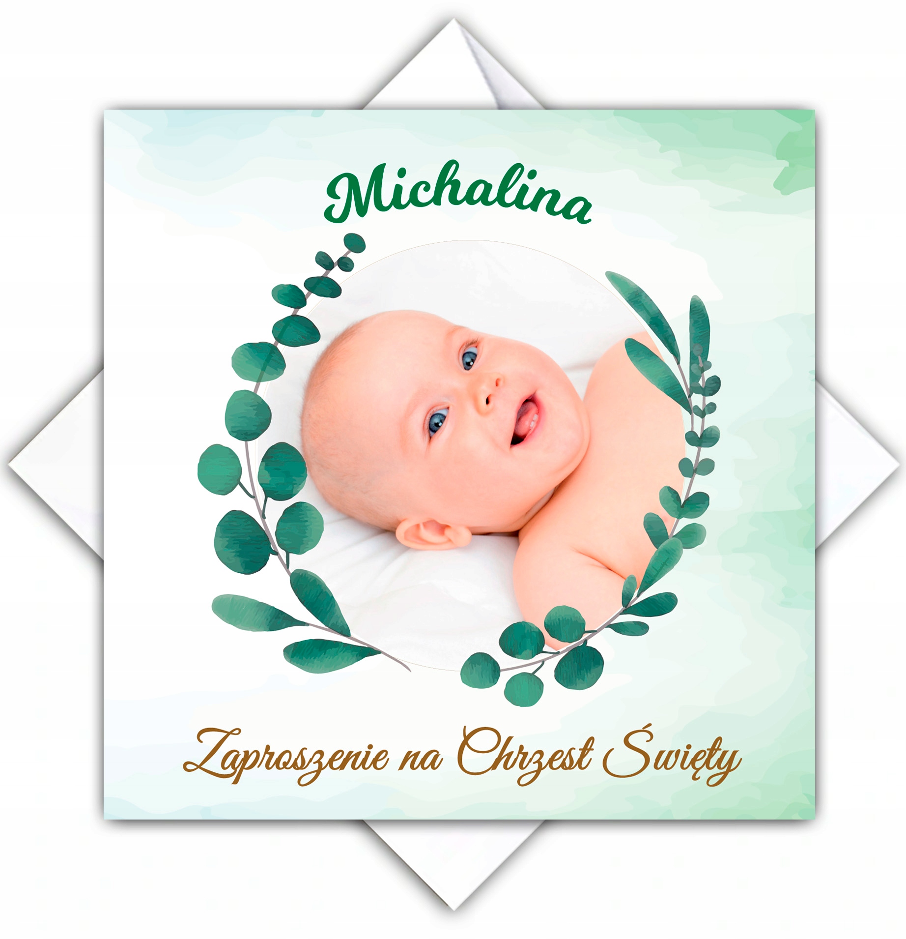 ZAPROSZENIA NA CHRZEST ZDJĘCIE + KOPERTA + IMIĘ