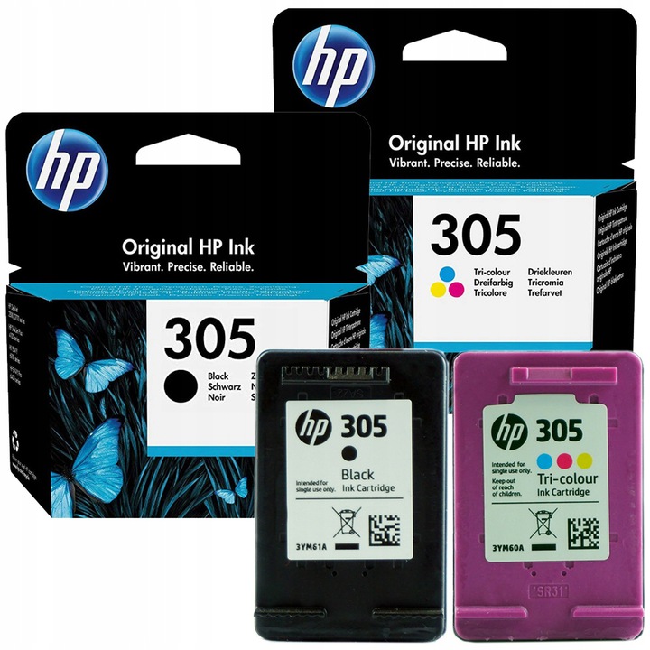 Zestaw tuszy oryginalnych Hp 305 czarny i kolor 2300 2700 2800 6010 6400