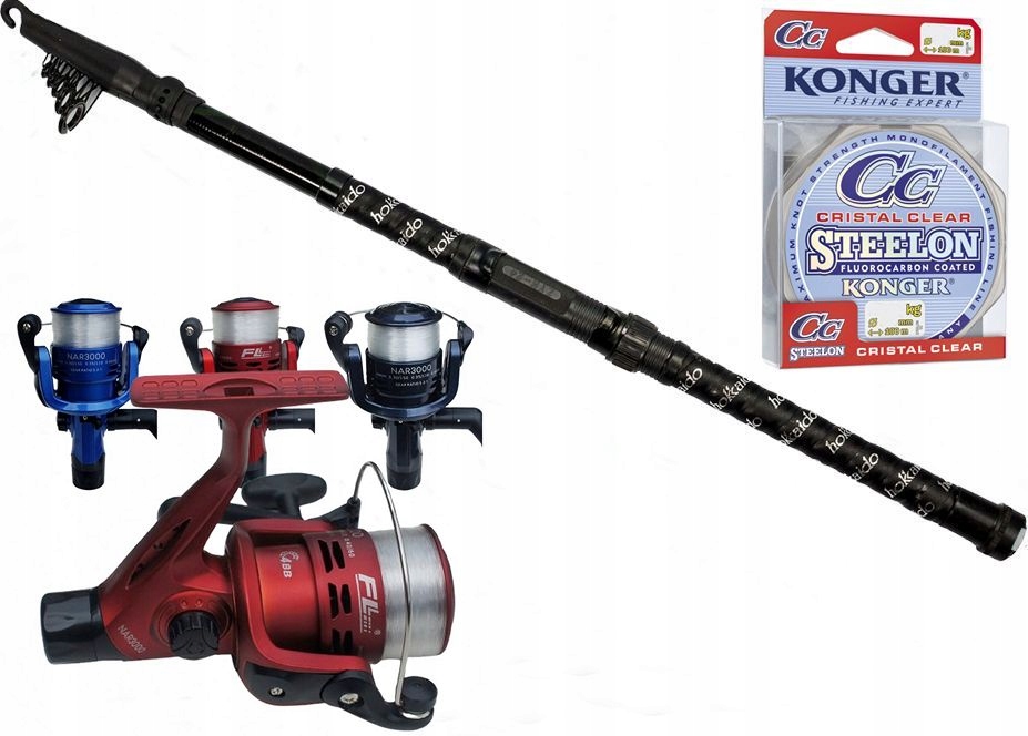 Zestaw Wędkarski 1X Wedka Teleskop 3,6 1X Kołowrotek Żyłka Grunt