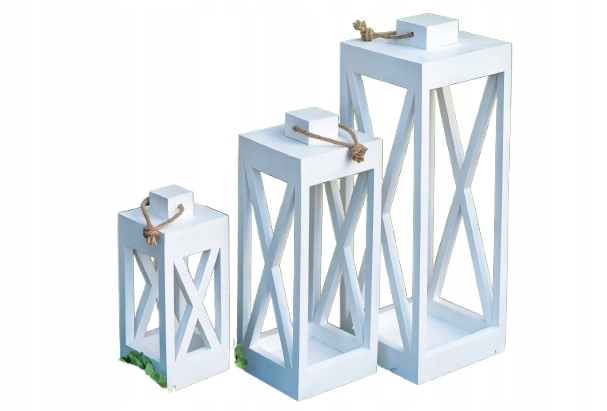 Lampáš drevený lampáš, sada 3 kusov, mriežka