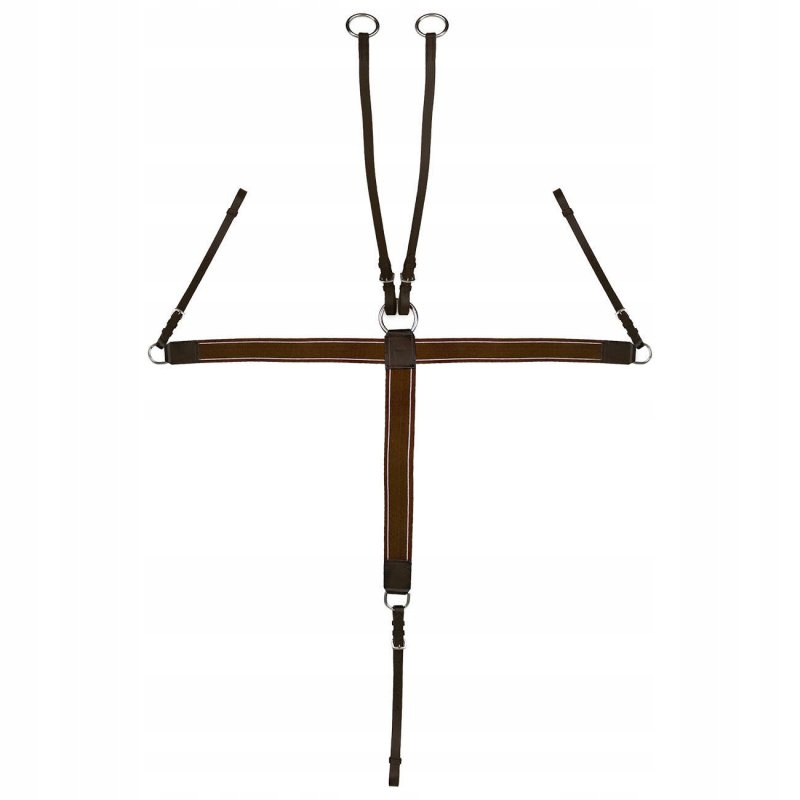 Náprsník pro koně s vytokem Joe hnědý kožený tříbodový Cob