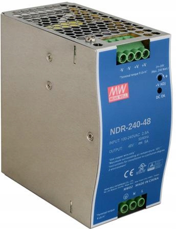 Impulzný Napájací Zdroj Na Lištu Mean Well NDR-240-48 48V/240W/5A