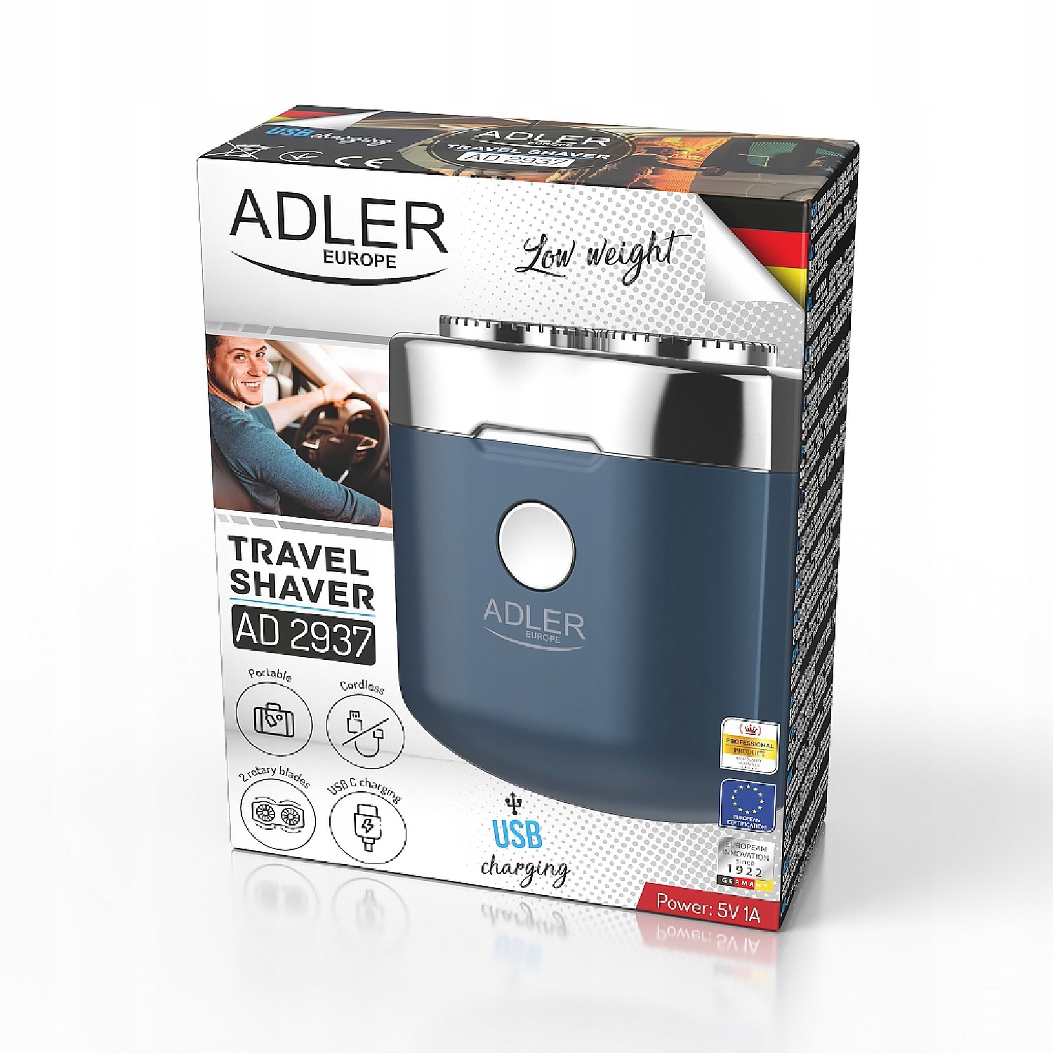 Golarka podróżna 2 głowicowa z Usb Adler