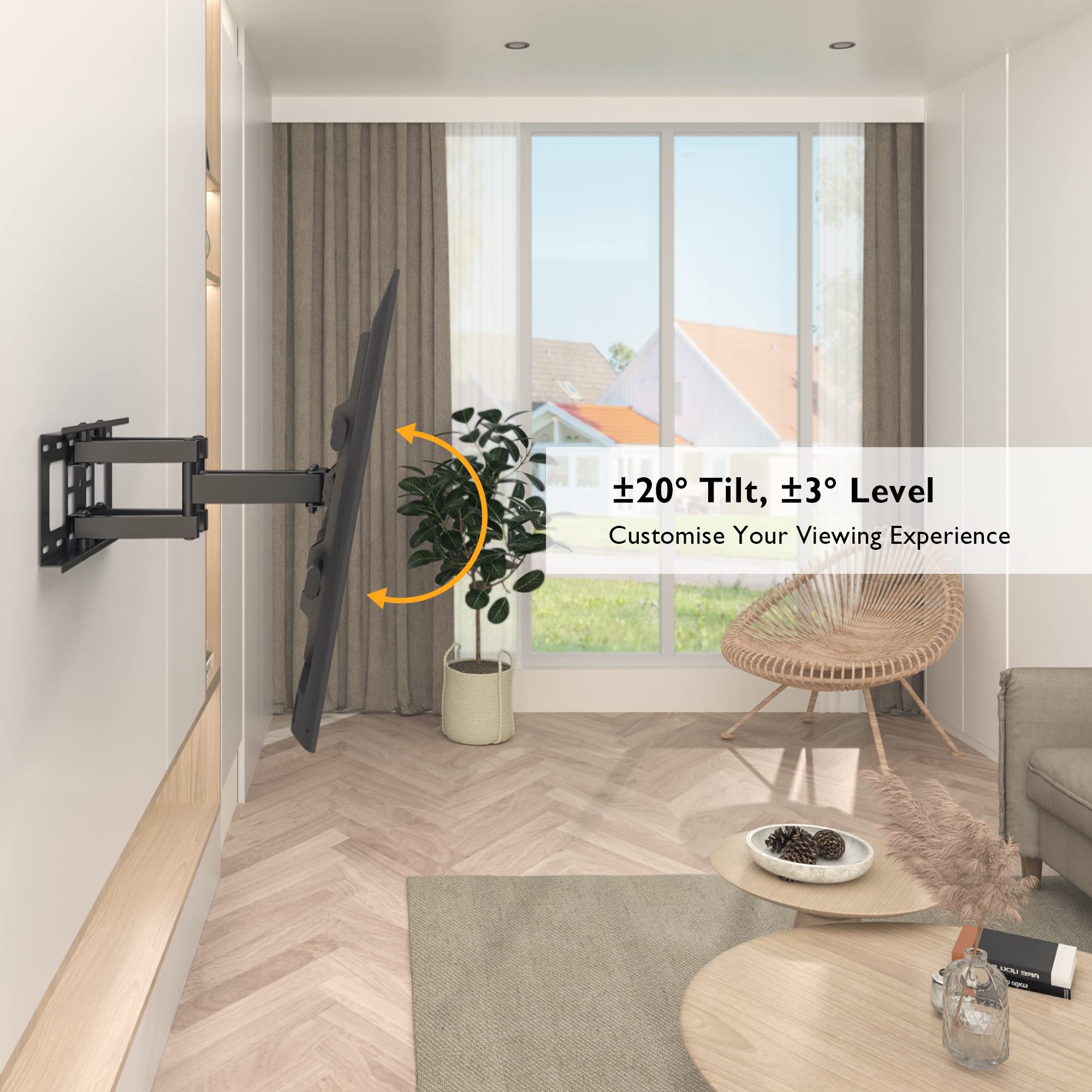 BONTEC Uchwyt TV 32-80 Cal Schwenkbar Neigbar Max 60kg VESA 600x400mm — miniatura 4