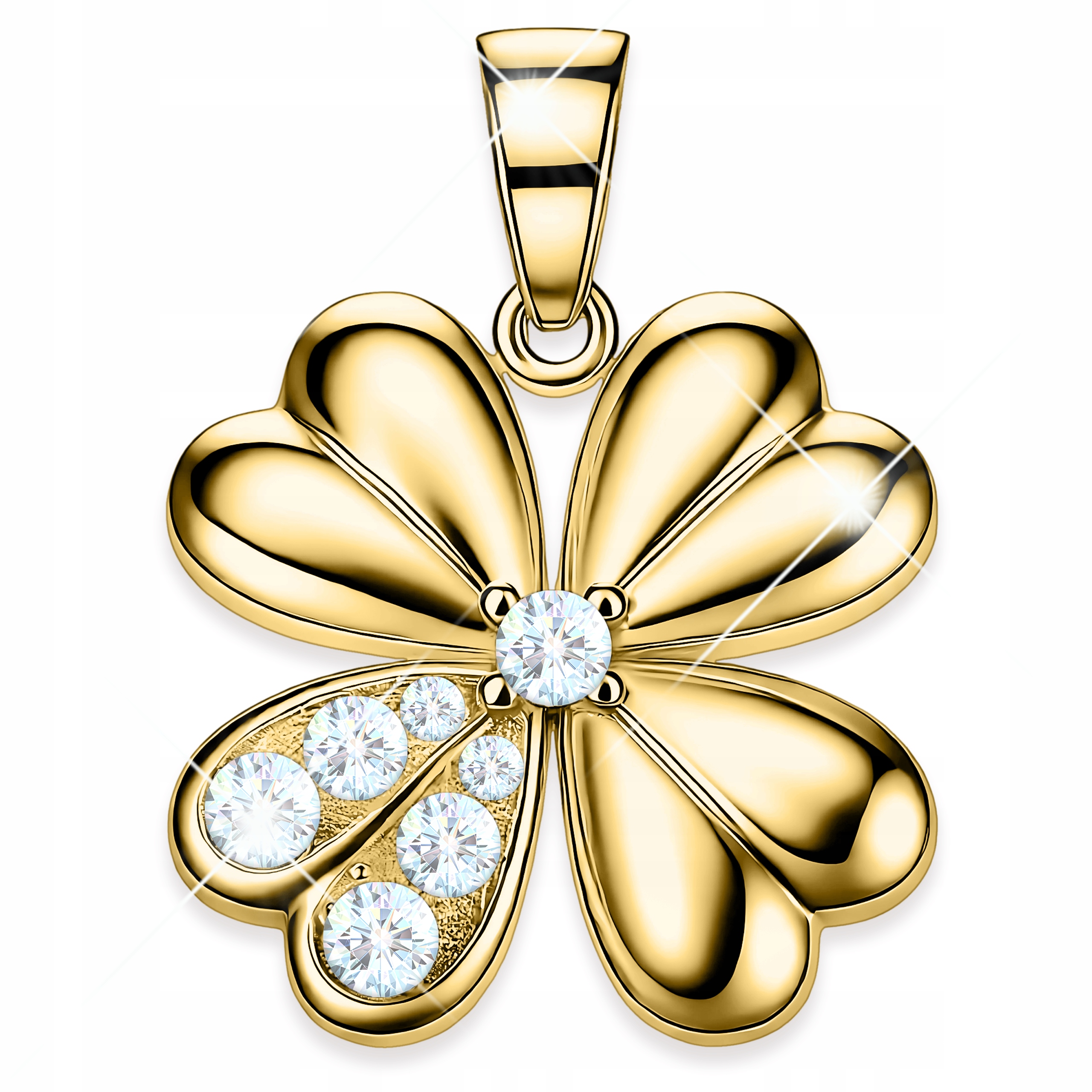 Zlatý přívěsek 925 Čtyřlístek Čtyřlístek pro štěstí s zirkony