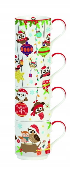 

Zestaw 4 świątecznych kubków 275 ml Owls Christmas