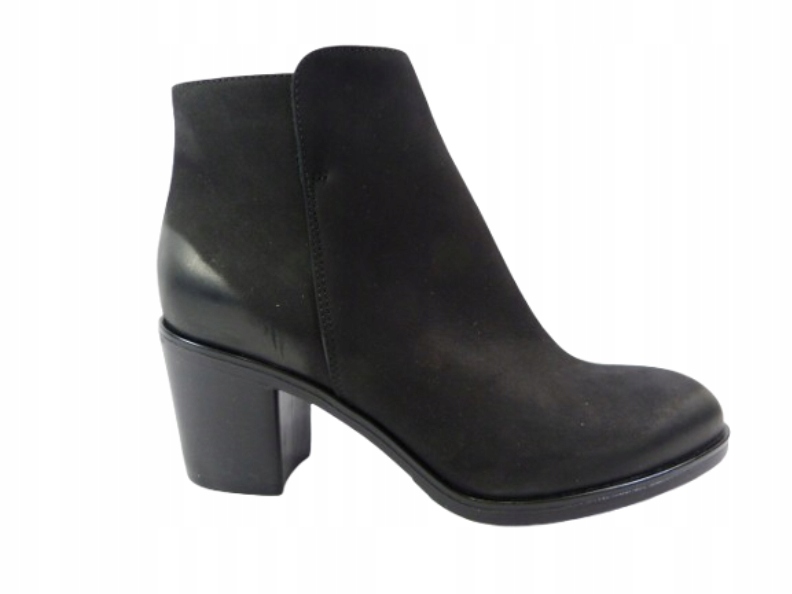 černé kožené klasické kotníkové boty na podpatku, dámské lodičky Sala 37,5