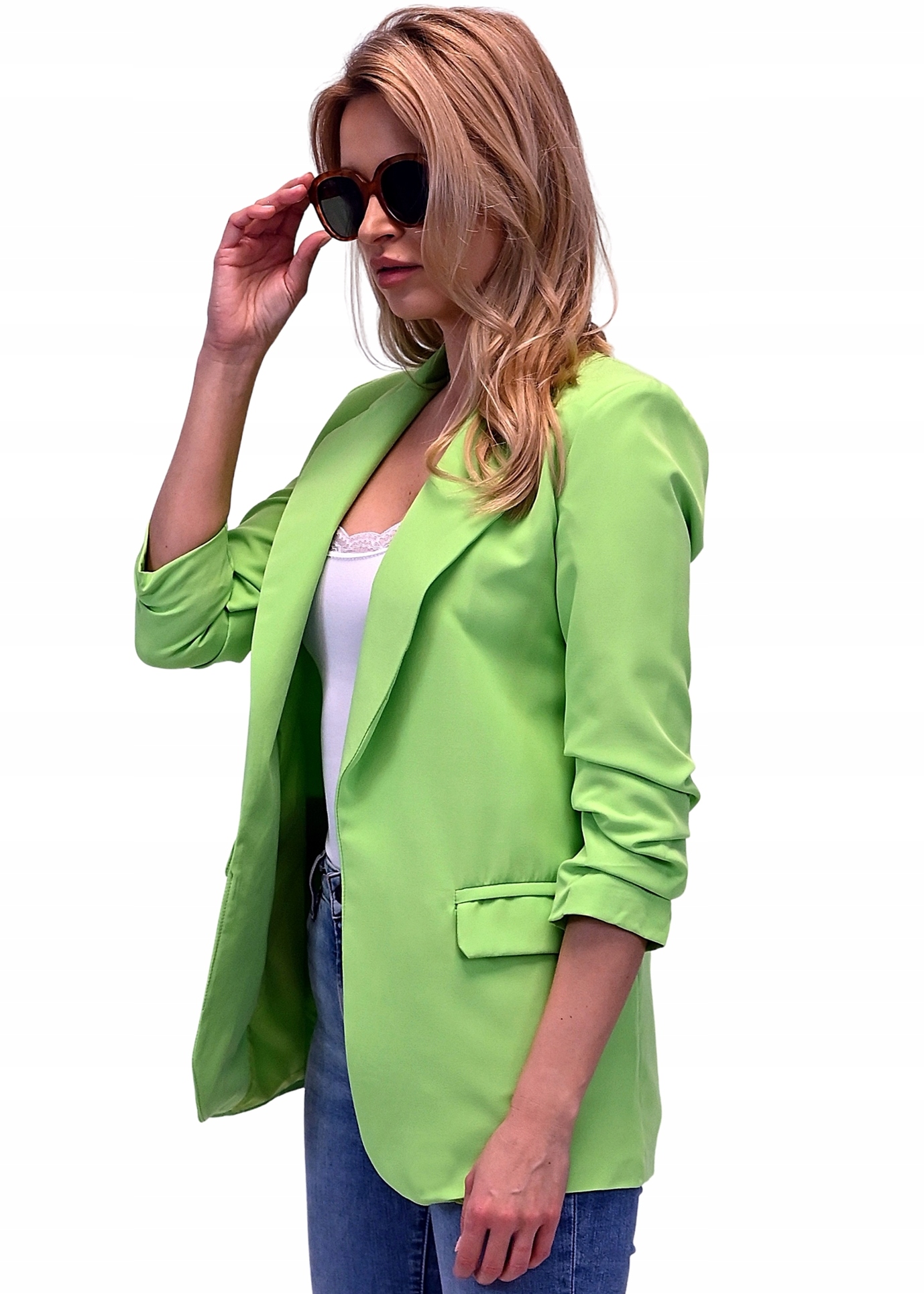 MARYNARKA damska Żakiet NARZUTKA Limonka - XL/42 Kolekcja Nowość