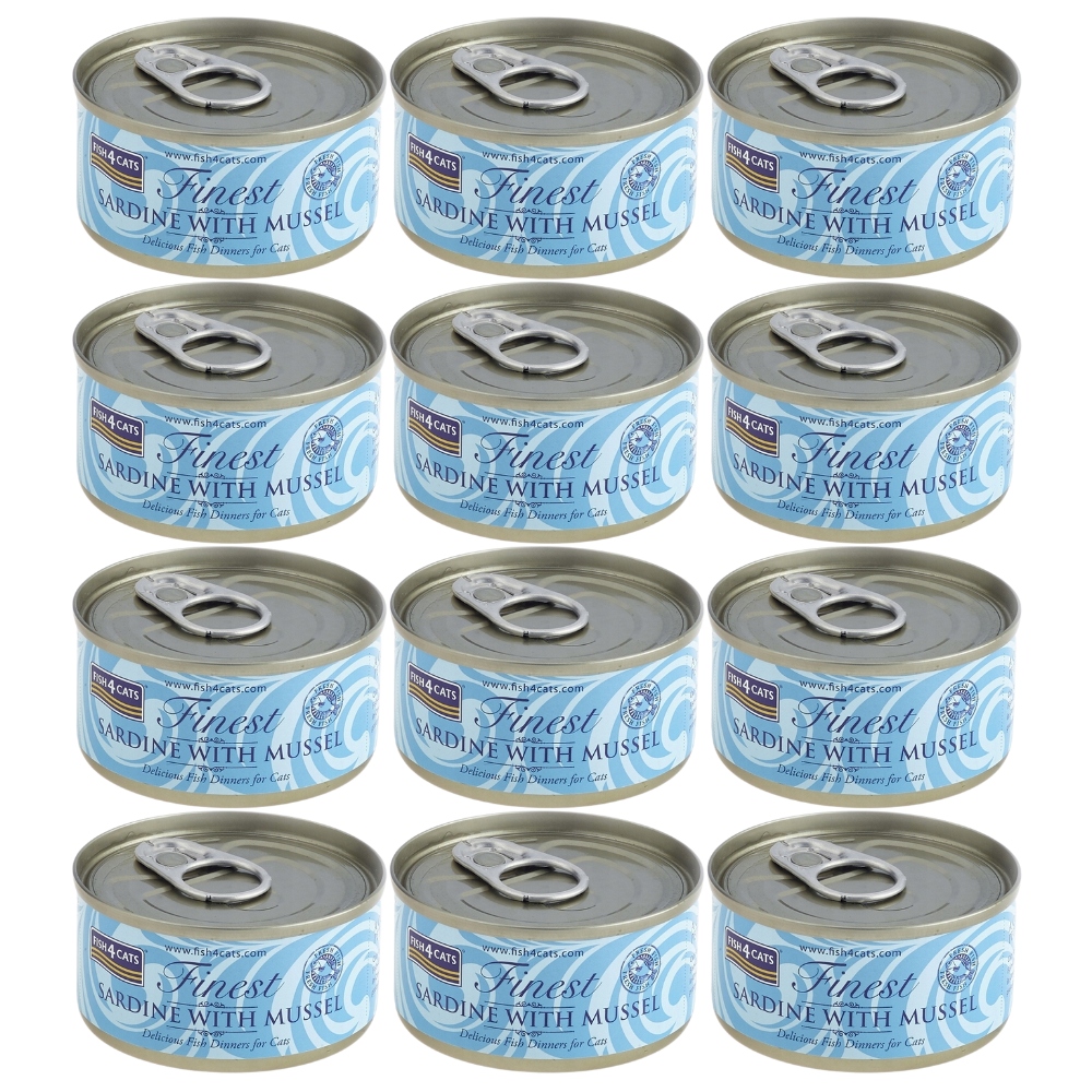 Fish4Cats Finest Sardinka s zeleným mulčem Set 12 x 70 g