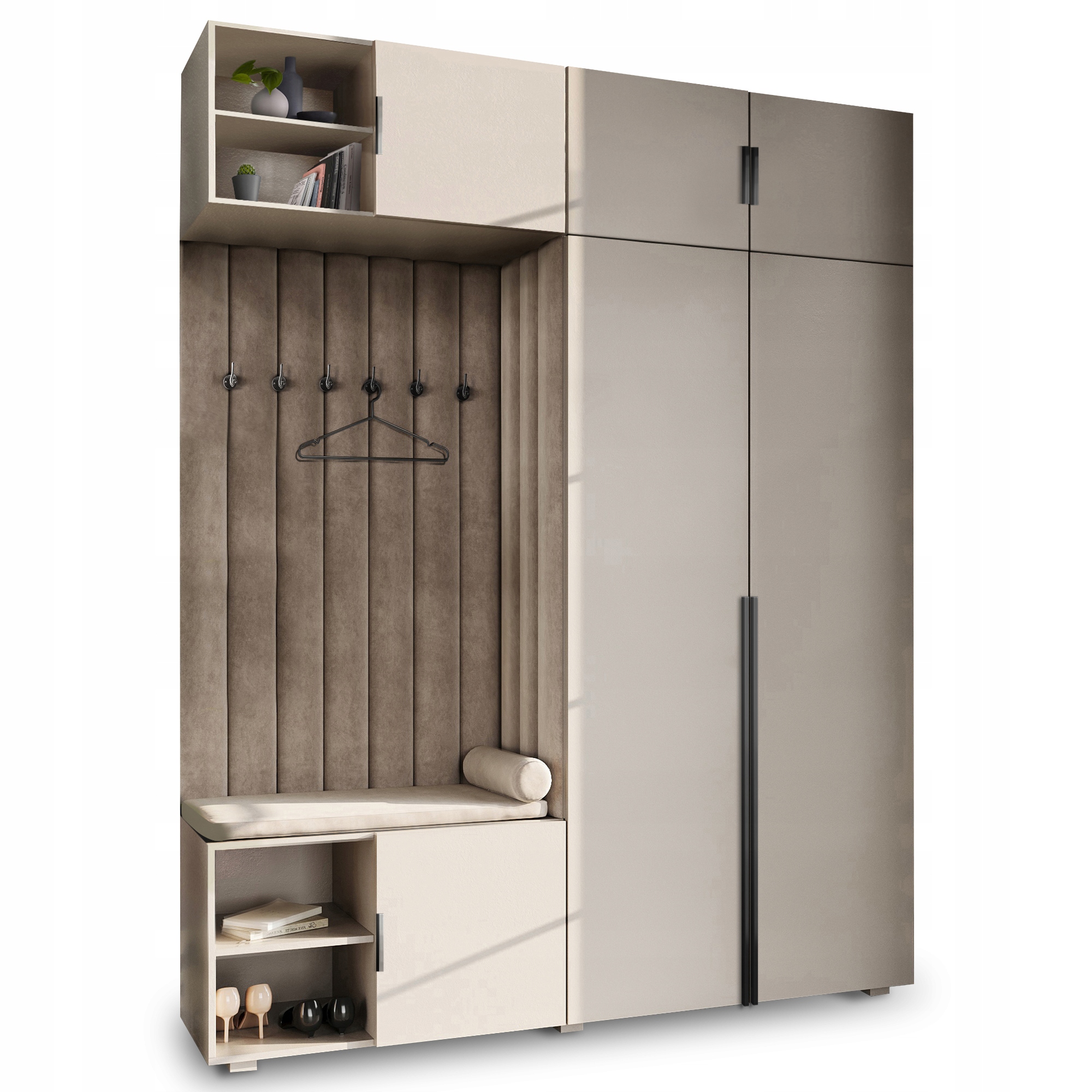 Šatní Skříň Do Předsíně Se Sedákem A Nástavcem Kašmír Hexa Černá Roy 5