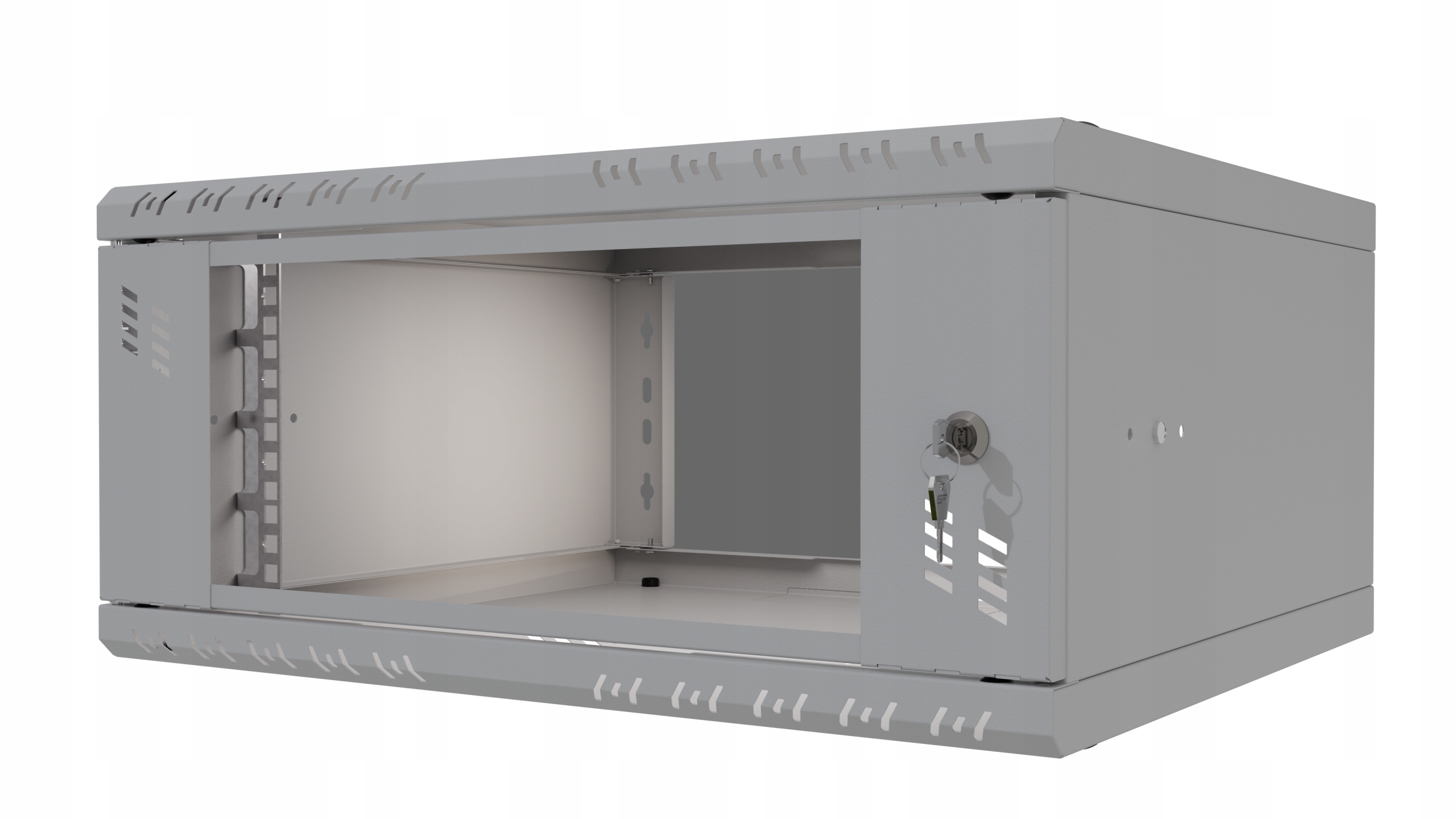 Nástěnná serverová Skříň Rack 19" 4U 450mm skleněné dveře šedá Stalflex