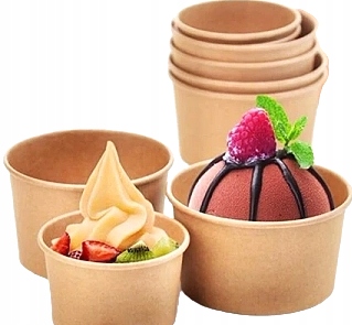 KUBKI PAPIEROWE KRAFT EKO BIODEGRADOWALNE 320ML50SZT DESERY