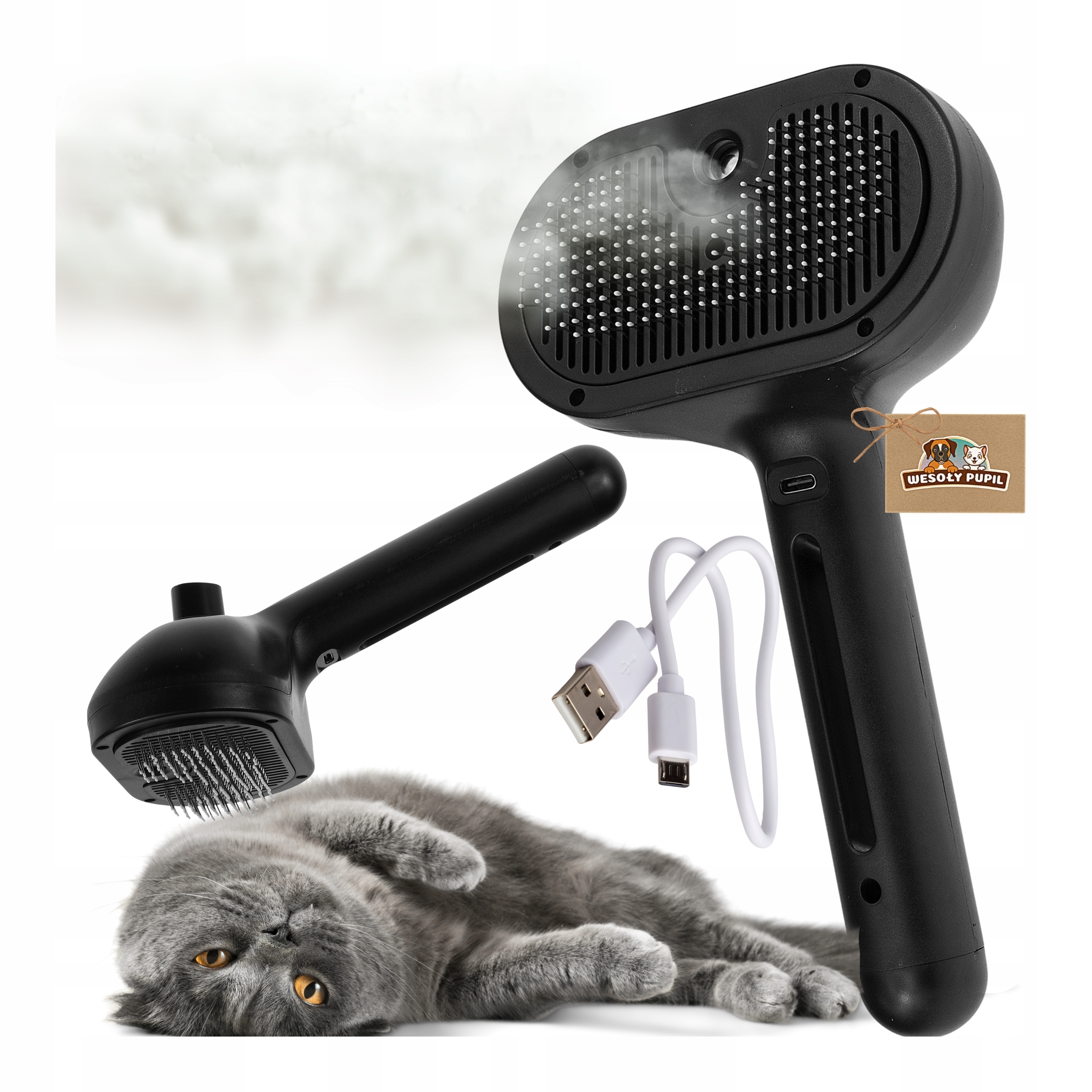 Levně Parní Kartáč Pro Kočky Samočistící Elektrický Pro Péči O Srst