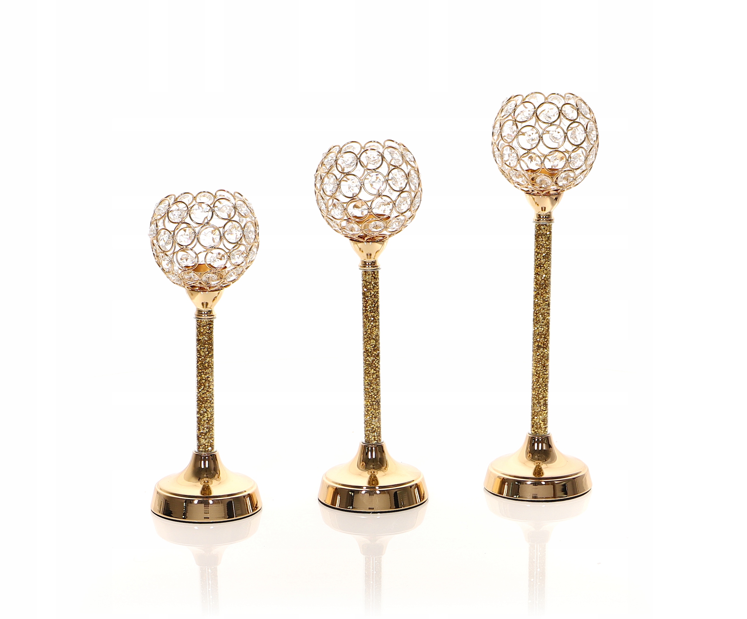 

kpl 3szt złoty świecznik glamour piryt tealight