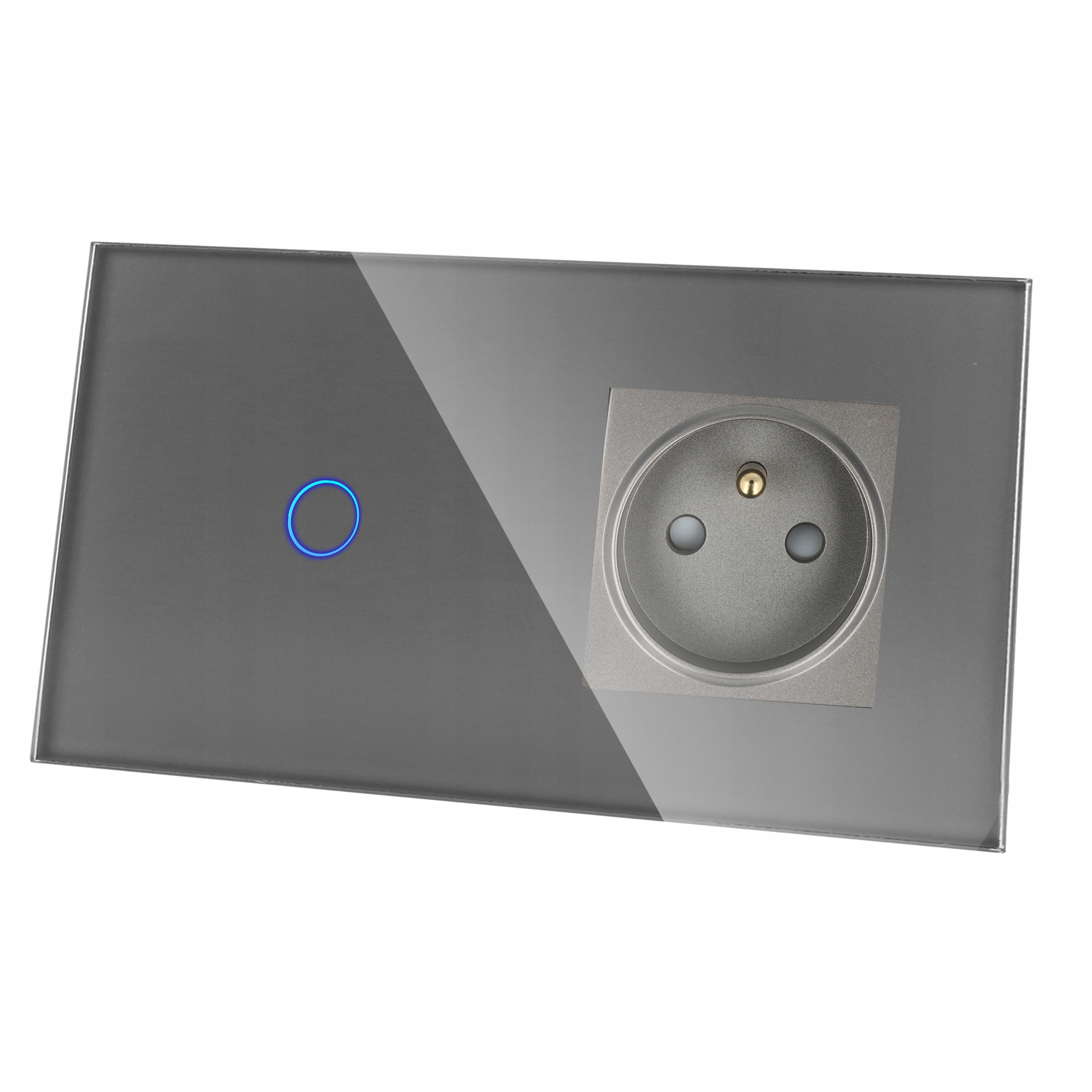 Zásuvka S Dotykovým Vypínačem Zásuvka Jednonásobná Šedá S N 1G1F Dvě Plechovky