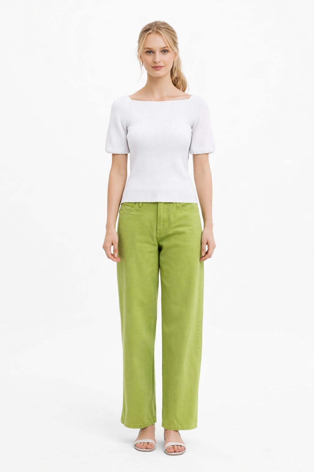 Luisa Spagnoli Bílá Halenka S Bufetovými Rukávy 38-40 I4C